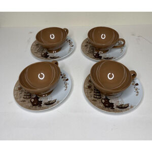 Vintage Texas Ware by PMC F Quality Value Leaf Butter Churn Tea Plates and Cups